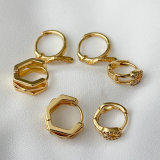 Pave pin snake basic hoop earrings 14mm