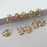 Pave fan hoop earrings