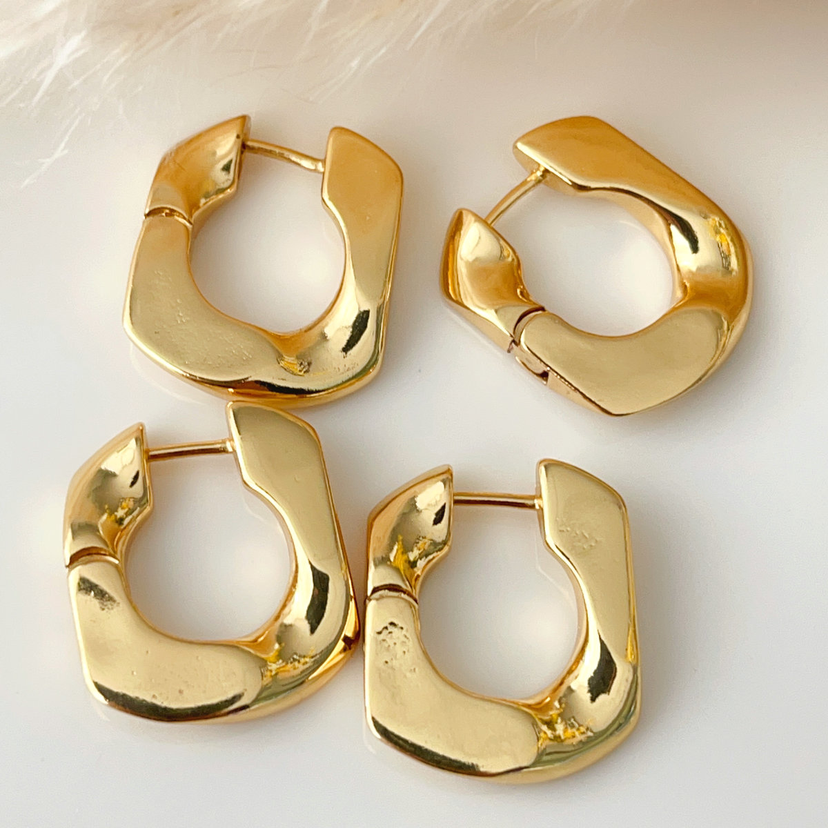 Square metal hoop earrings