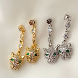 Pave tiger zircon earrings