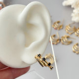 Pave fan hoop earrings