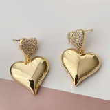 Pave heart pendant earrings