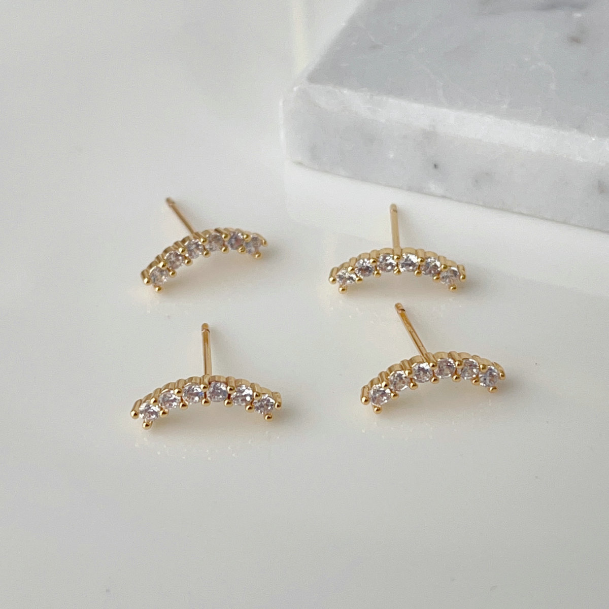 Pave basic moon earrings