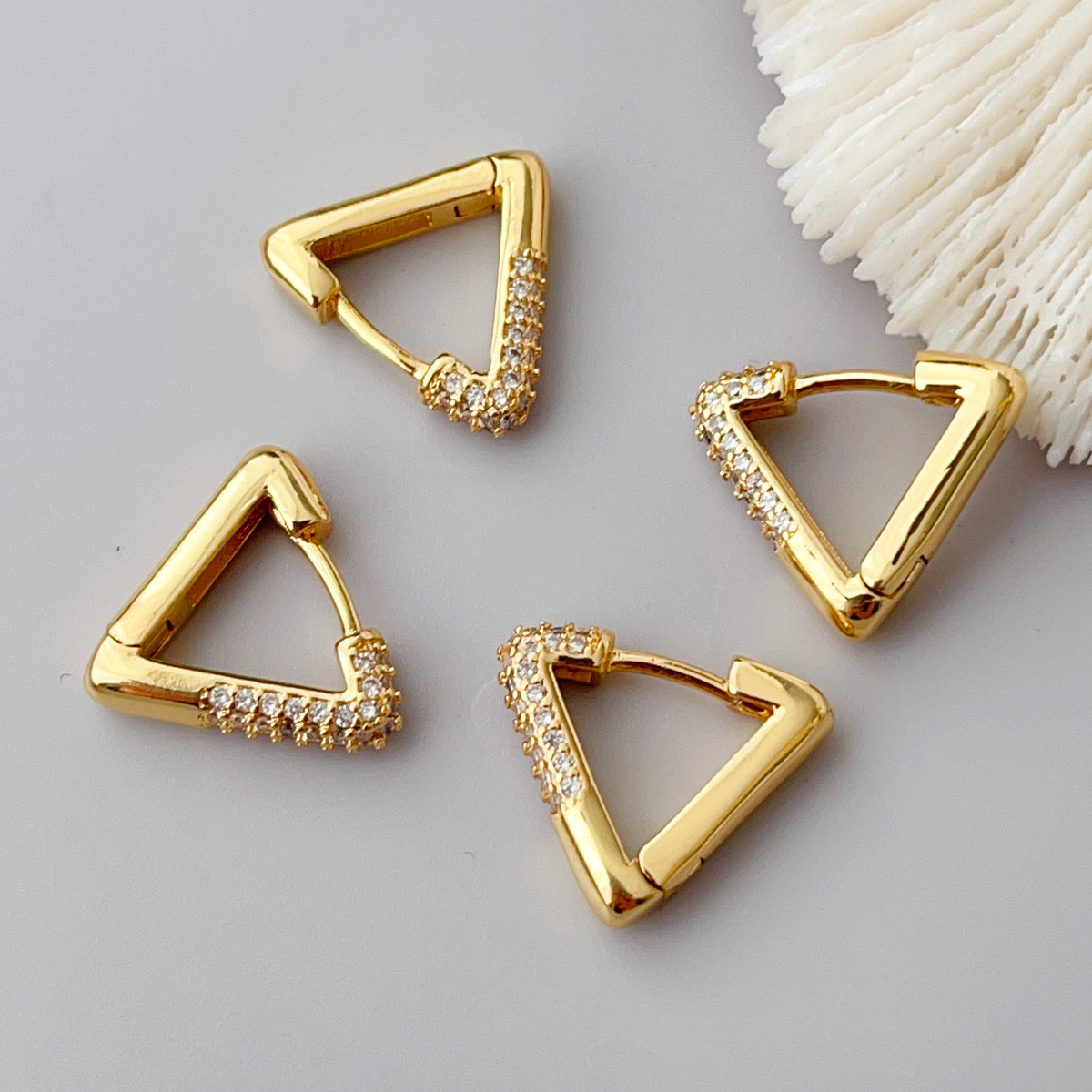 Pave triangle hoop basic earrings