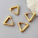 Pave triangle hoop basic earrings