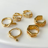 Pave pin snake basic hoop earrings 14mm