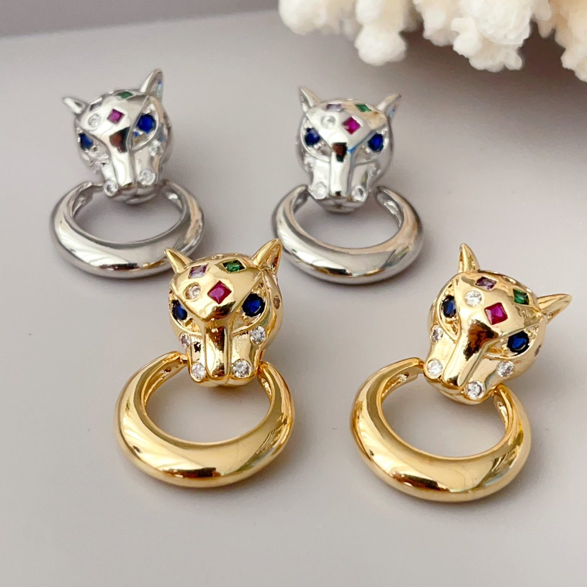 Pave tiger earrings