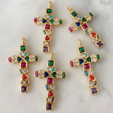 Colorful pave cross pendant