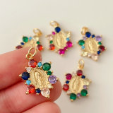 Pave coloful Virgin Mary pendant