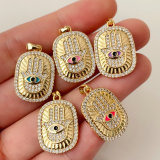 Enamel square hand shape pendant