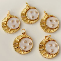 White enamel star moon charm