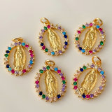 Colorful pave virgin mary charm