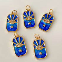 Blue enamel eye square charm