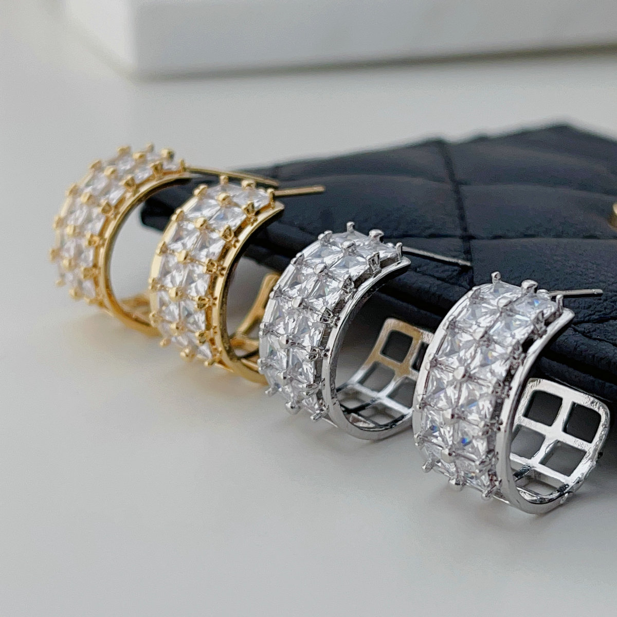 Pave zircon hoop earrings