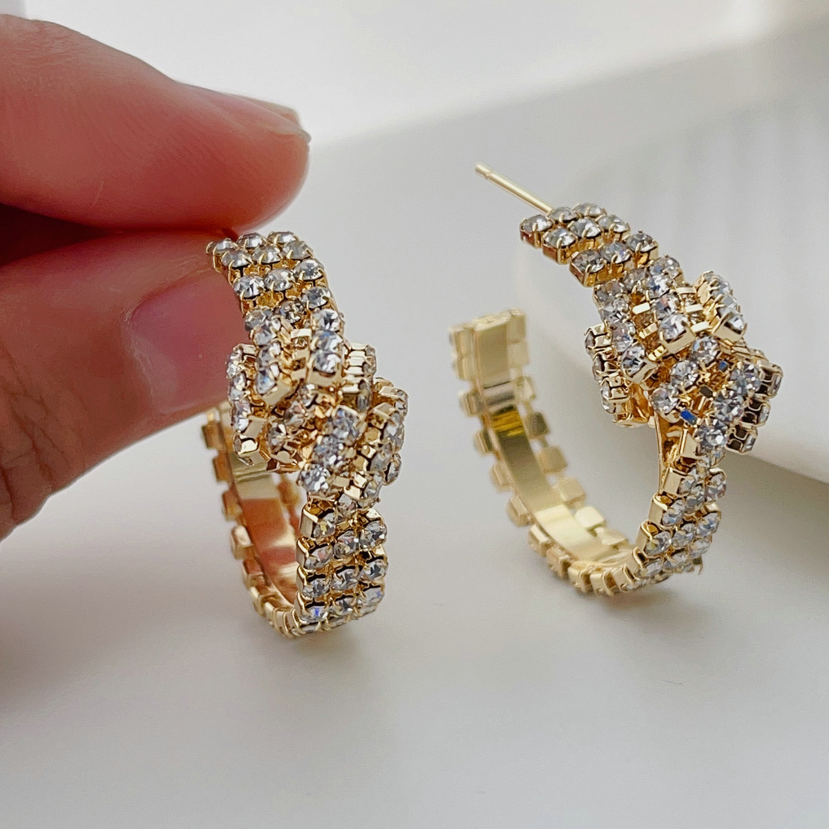 Crystal dow hoop earrings