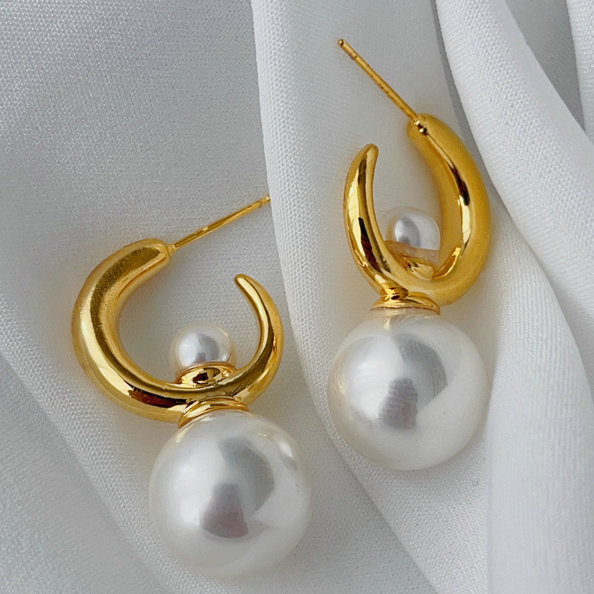 Copy Green zircon post pearl earrings