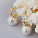Round pearl drop earrings
