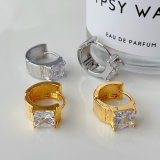 Squre big zircon hoop earrings