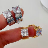 Squre big zircon hoop earrings