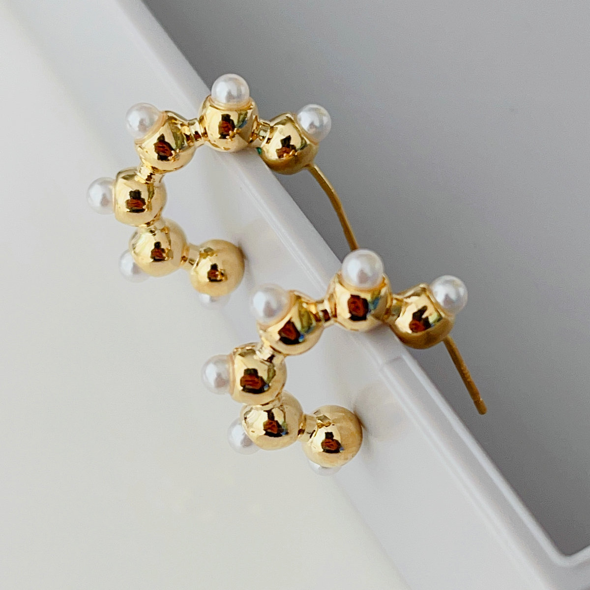 Small pearl hoop earrings