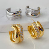 S shape zircon hoop earrings