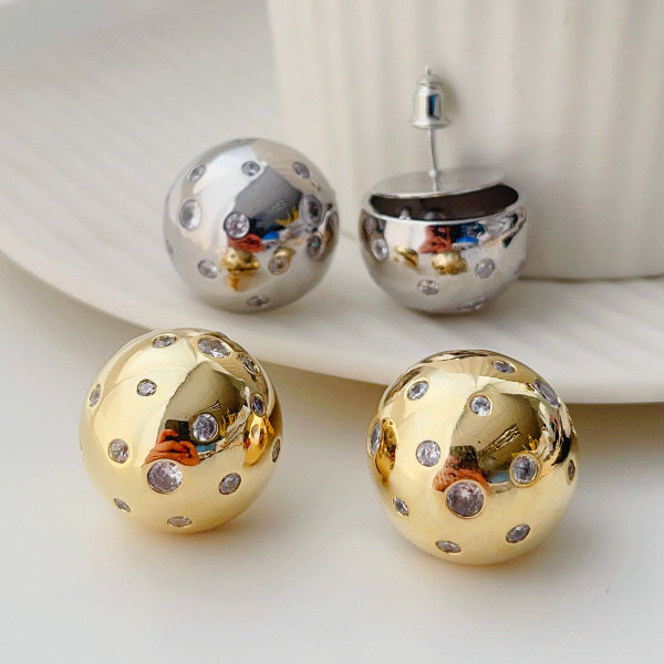 Big zircon ball earrings