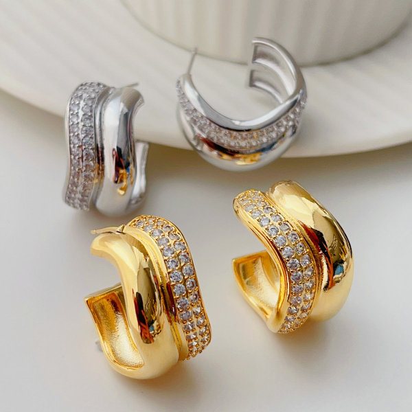 S shape zircon hoop earrings