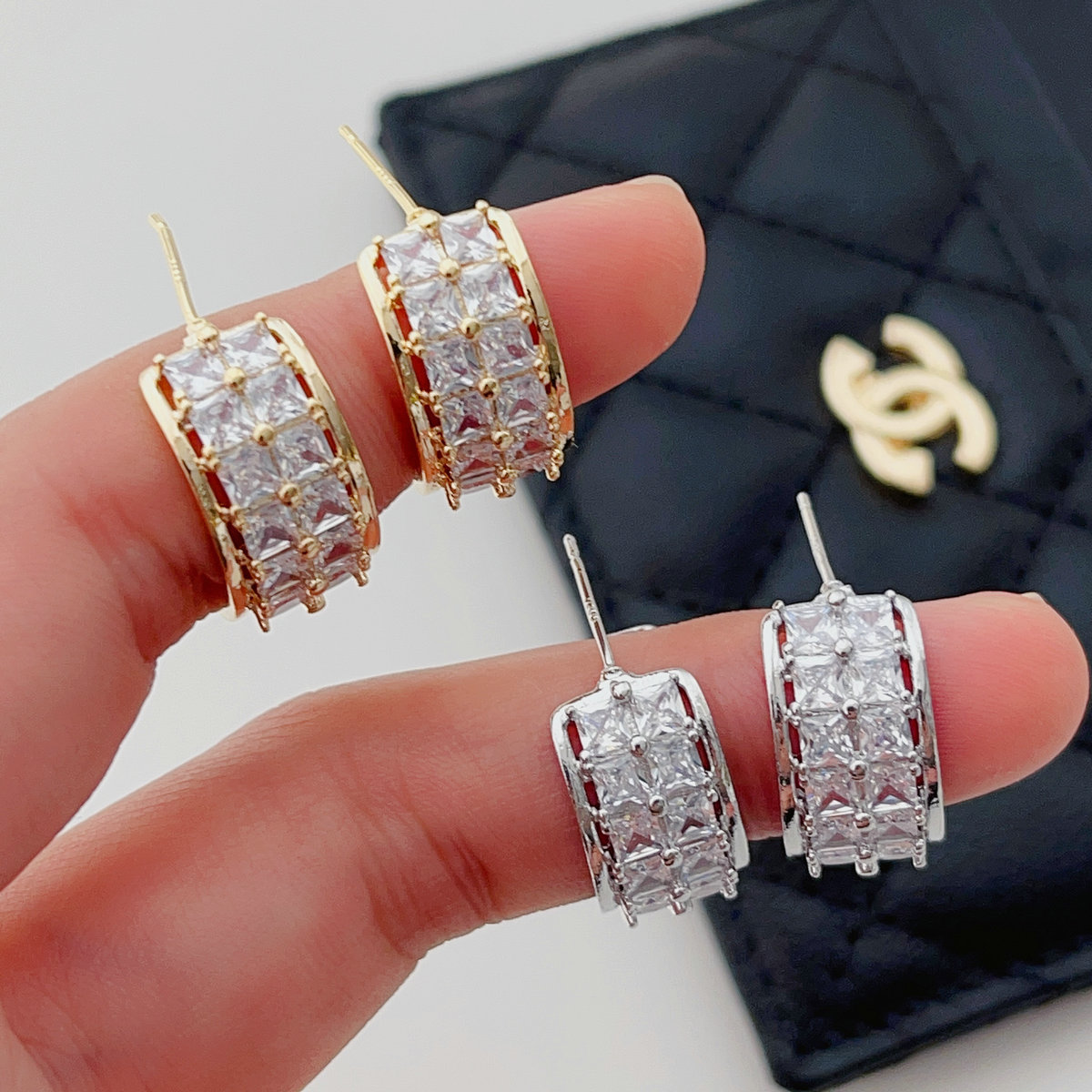 Pave zircon hoop earrings