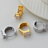 Squre big zircon hoop earrings