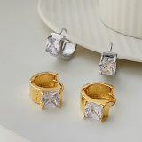 Squre big zircon hoop earrings