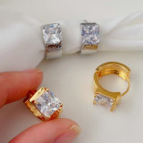 Squre big zircon hoop earrings