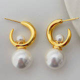 Copy Green zircon post pearl earrings
