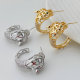 Pave lion hoop earrings
