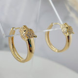 Pave lion hoop earrings