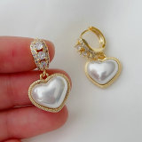 White pearl pendant hoop earrings