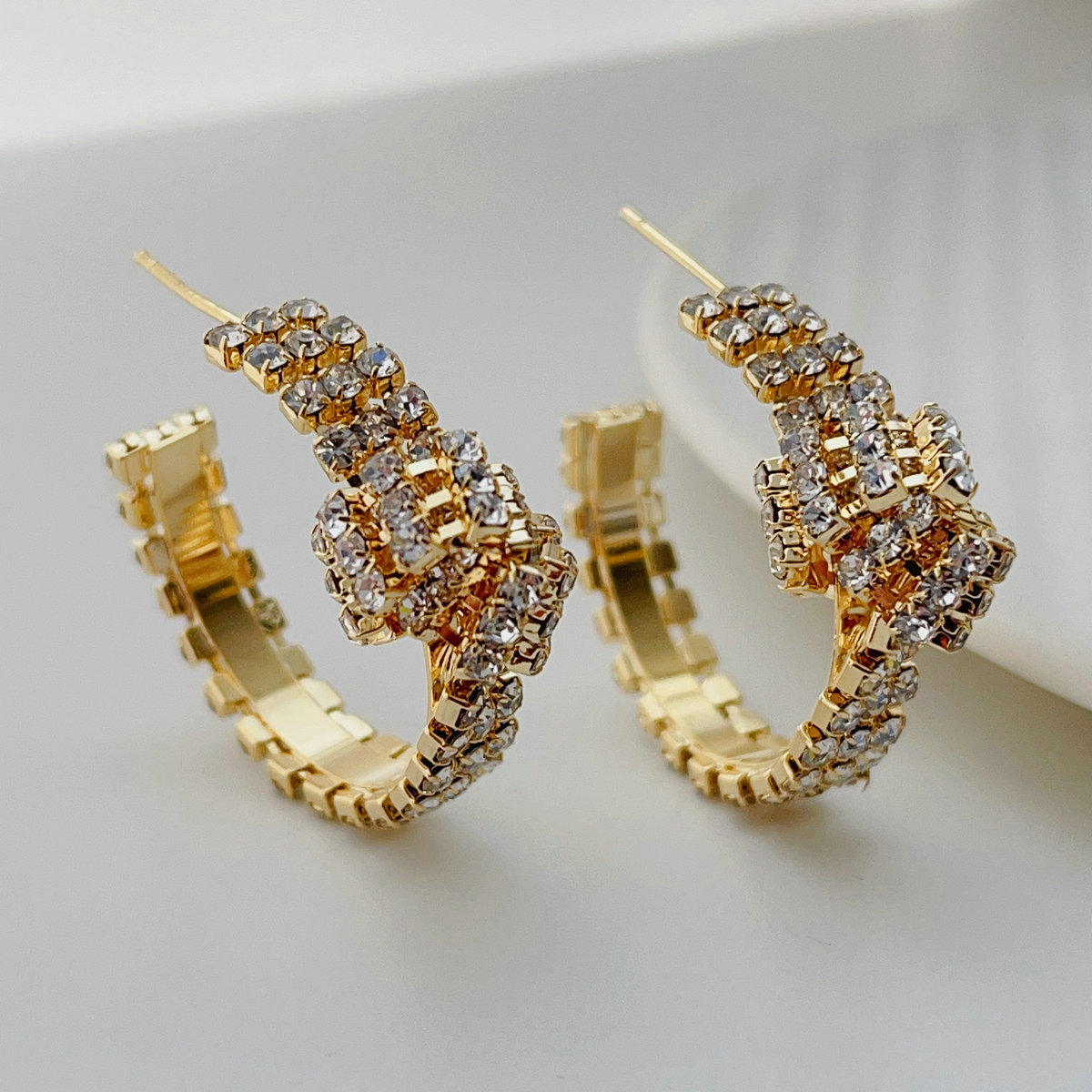 Crystal dow hoop earrings