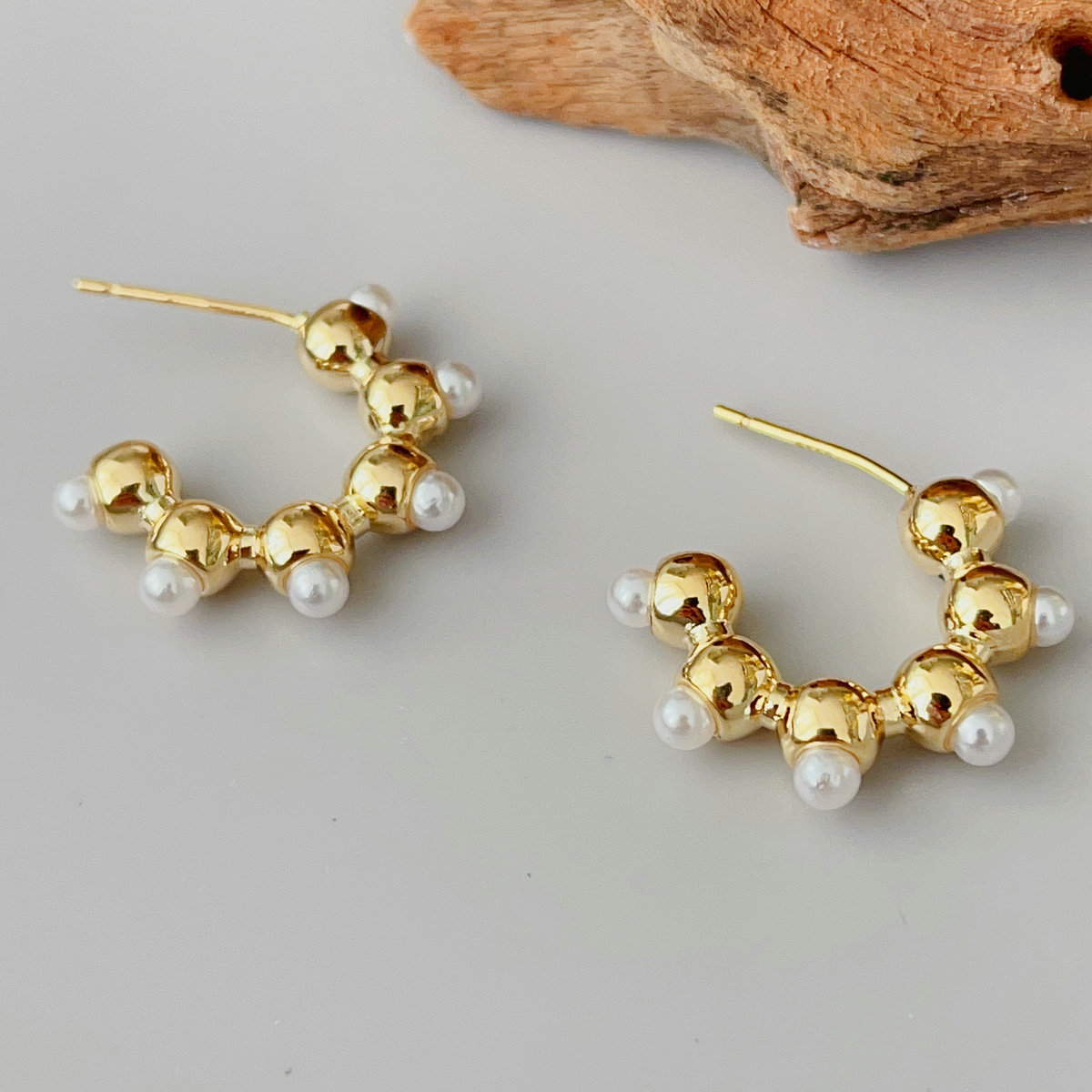 Small pearl hoop earrings