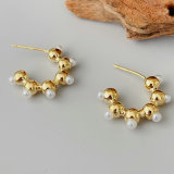 Small pearl hoop earrings