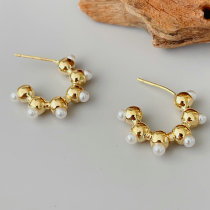 Small pearl hoop earrings