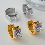 Squre big zircon hoop earrings