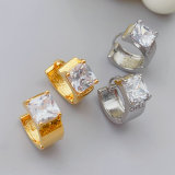 Squre big zircon hoop earrings