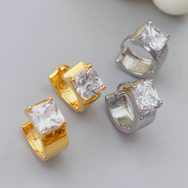 Squre big zircon hoop earrings