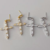 Pave cross pendant earrings