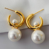Copy Green zircon post pearl earrings