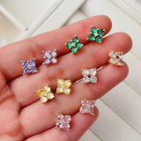 Pave basic flower earrings stud