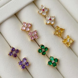 Pave basic flower earrings stud