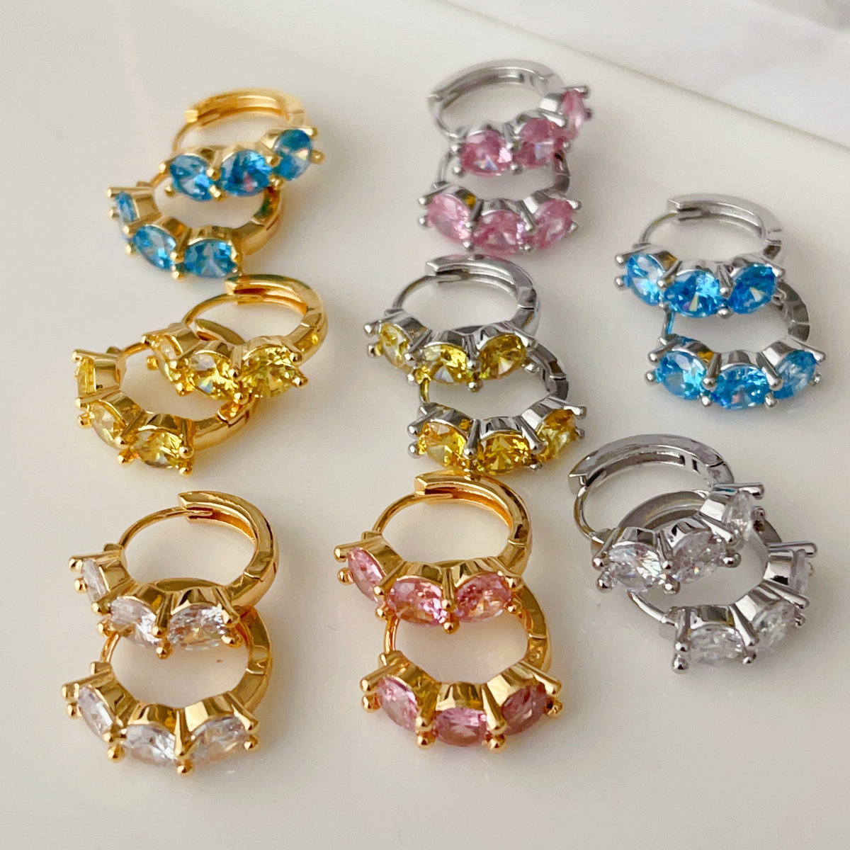 Fashion zircon hoop earrings basic earrings