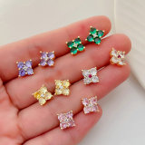 Pave basic flower earrings stud