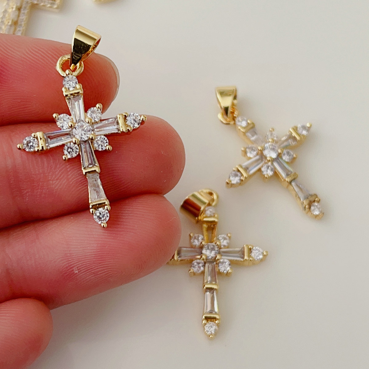 Pave cross pendant