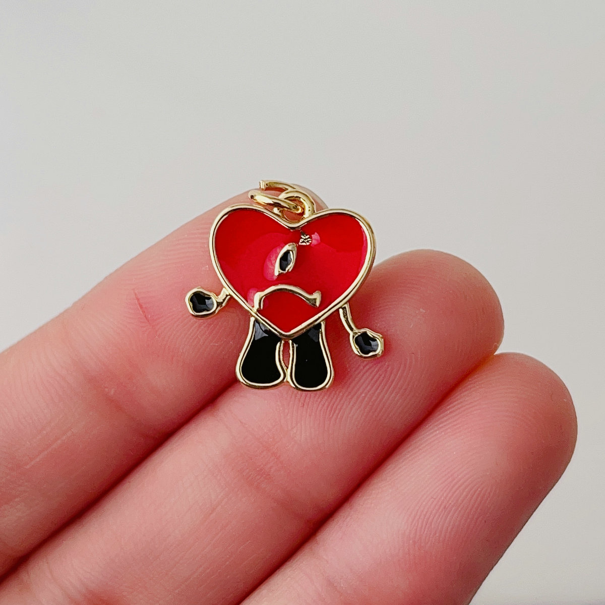 Red enamel heart charm